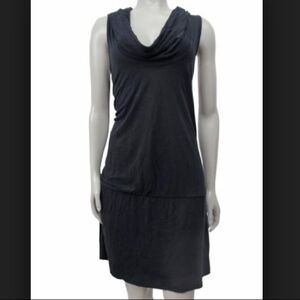Vince Cowl Neck Jersey Knit Drop Waist Dress Black